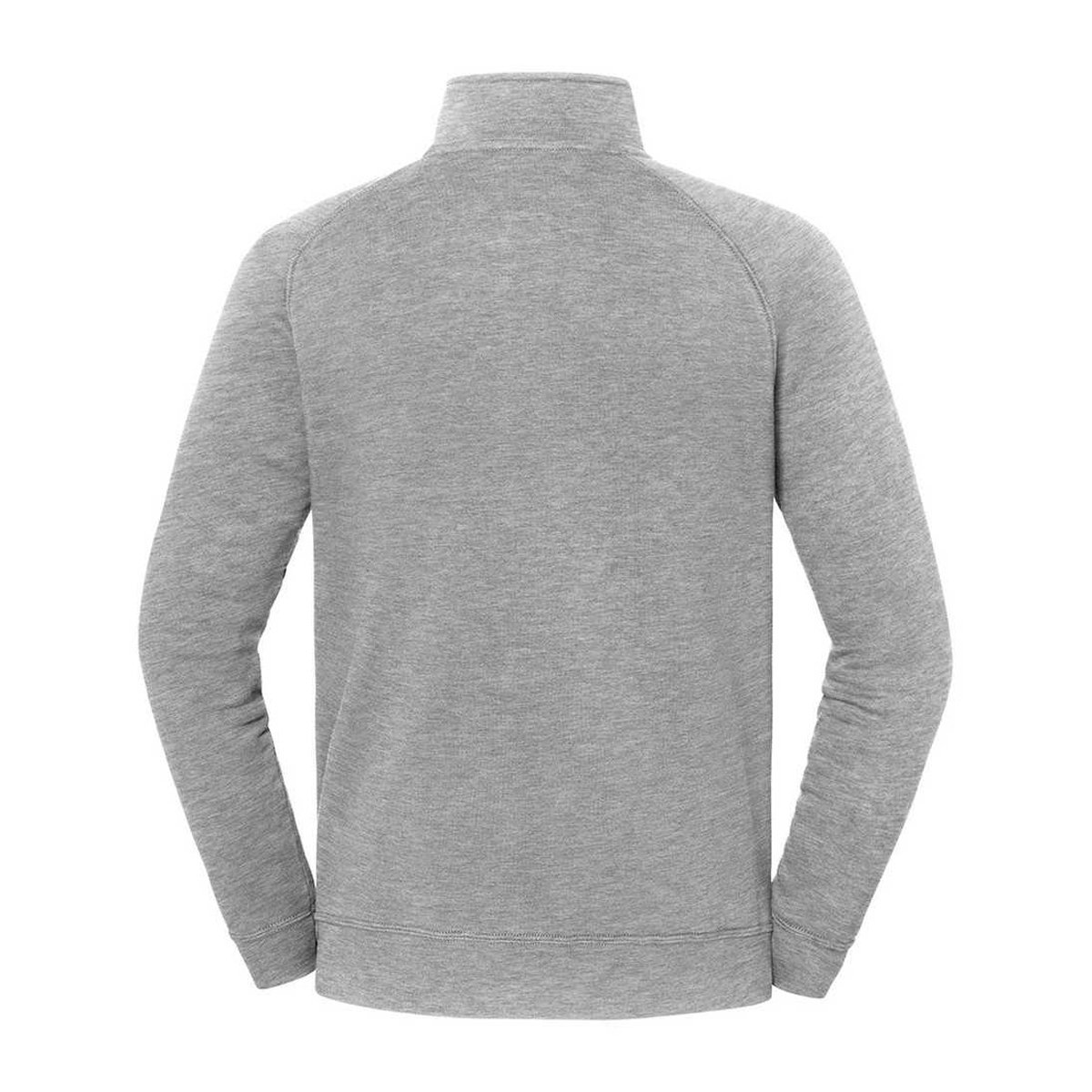Sweat uni à col montant zippé ICONIC PREMIUM gris clair chiné, FRUIT OF THE LOOM
