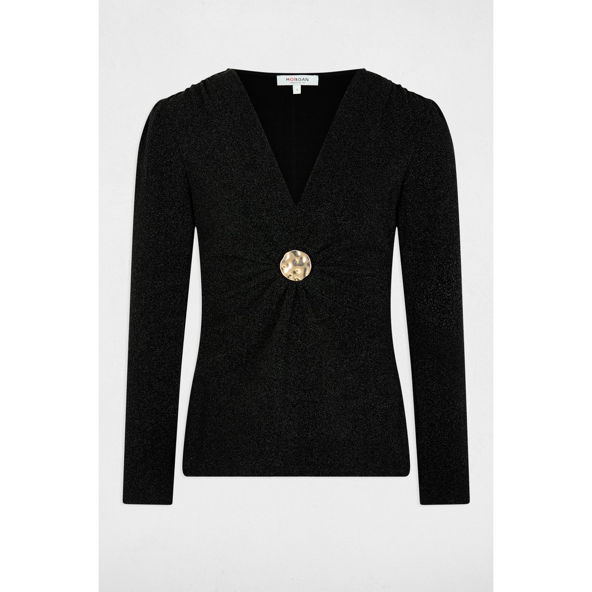 Tee-shirt noir manches longues noir, MORGAN