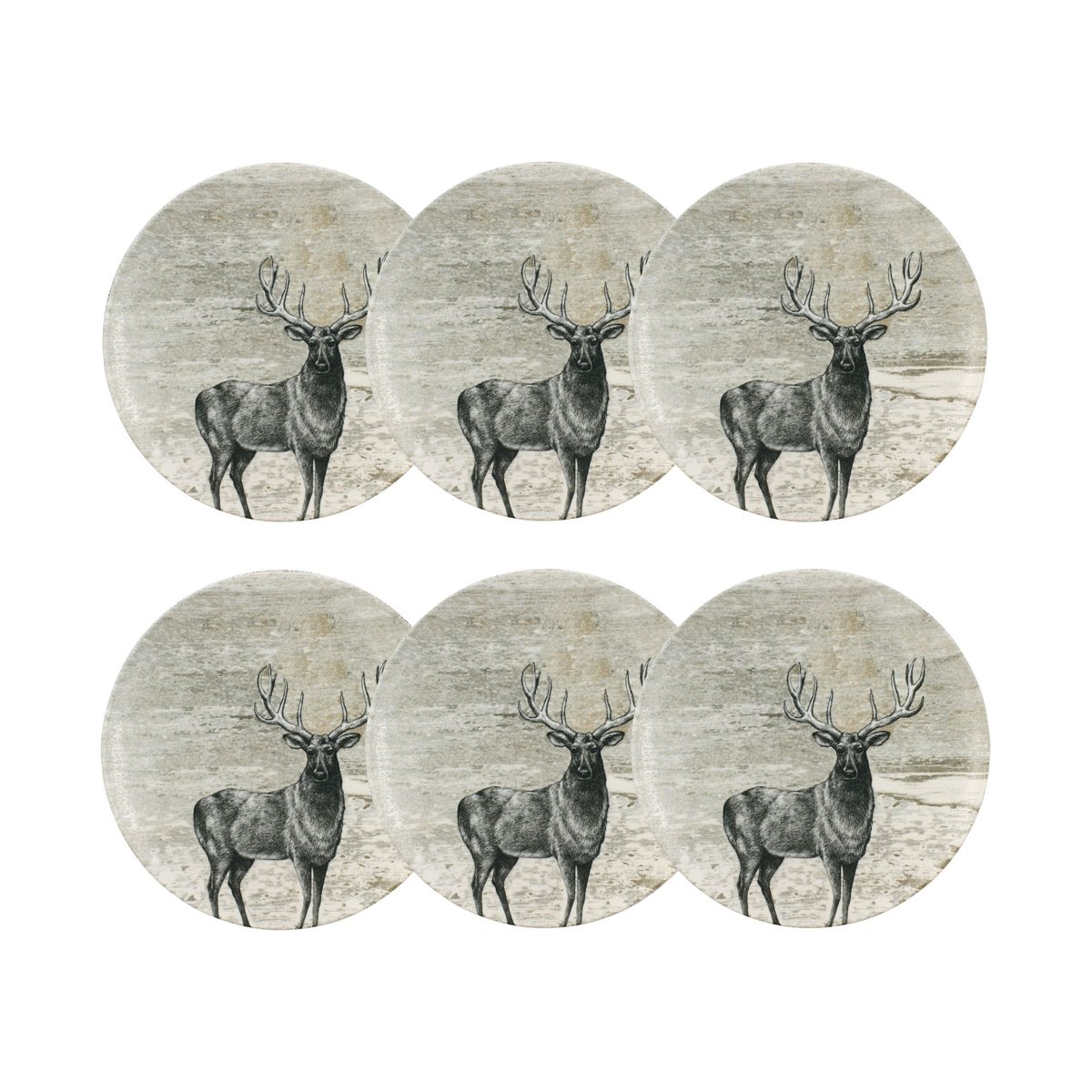 Lot de 6 assiettes plates en porcelaine 26cm, LACHAT gris, NOVASTYL
