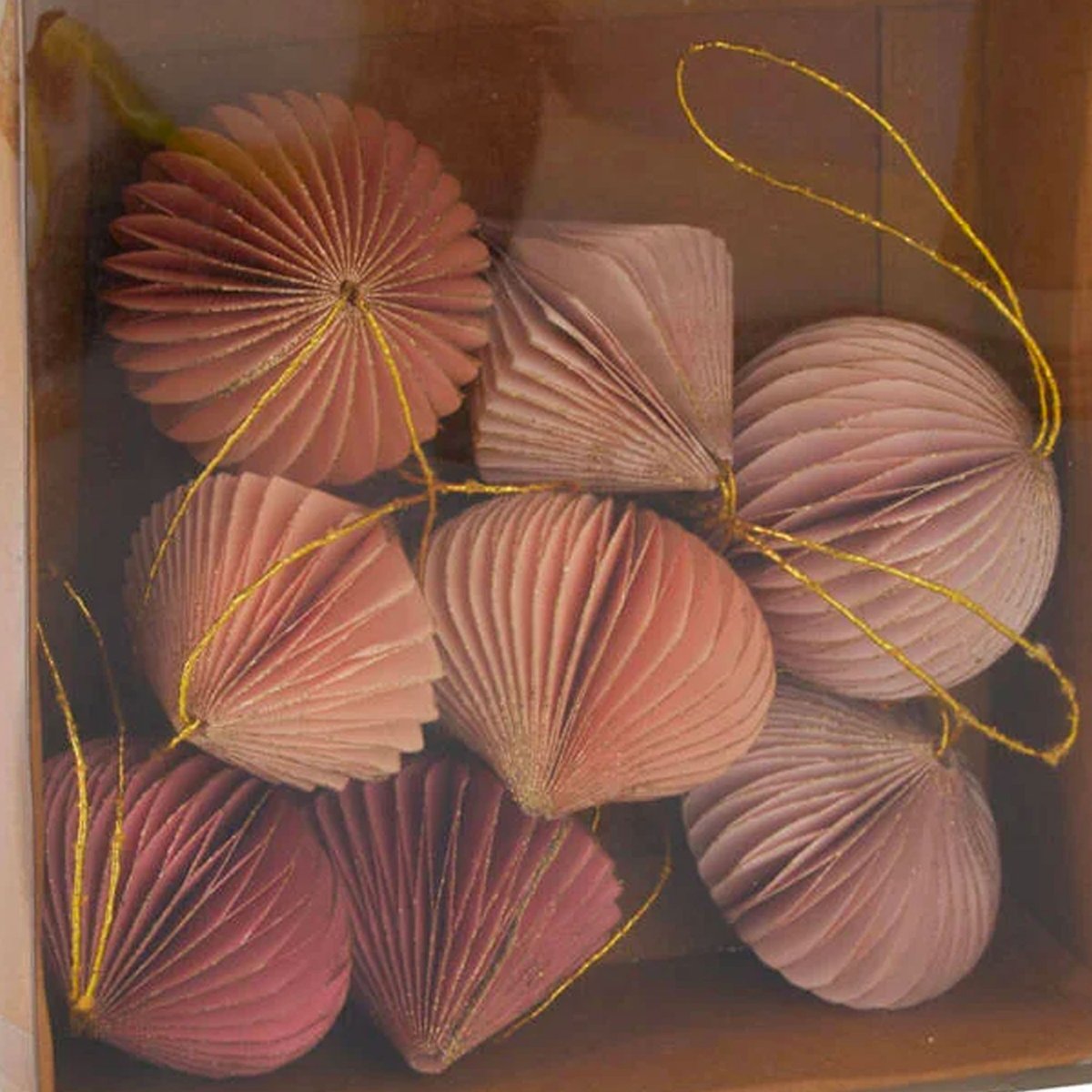 Set de 9 boules de Noël en papier 6cm rose, WADIGA