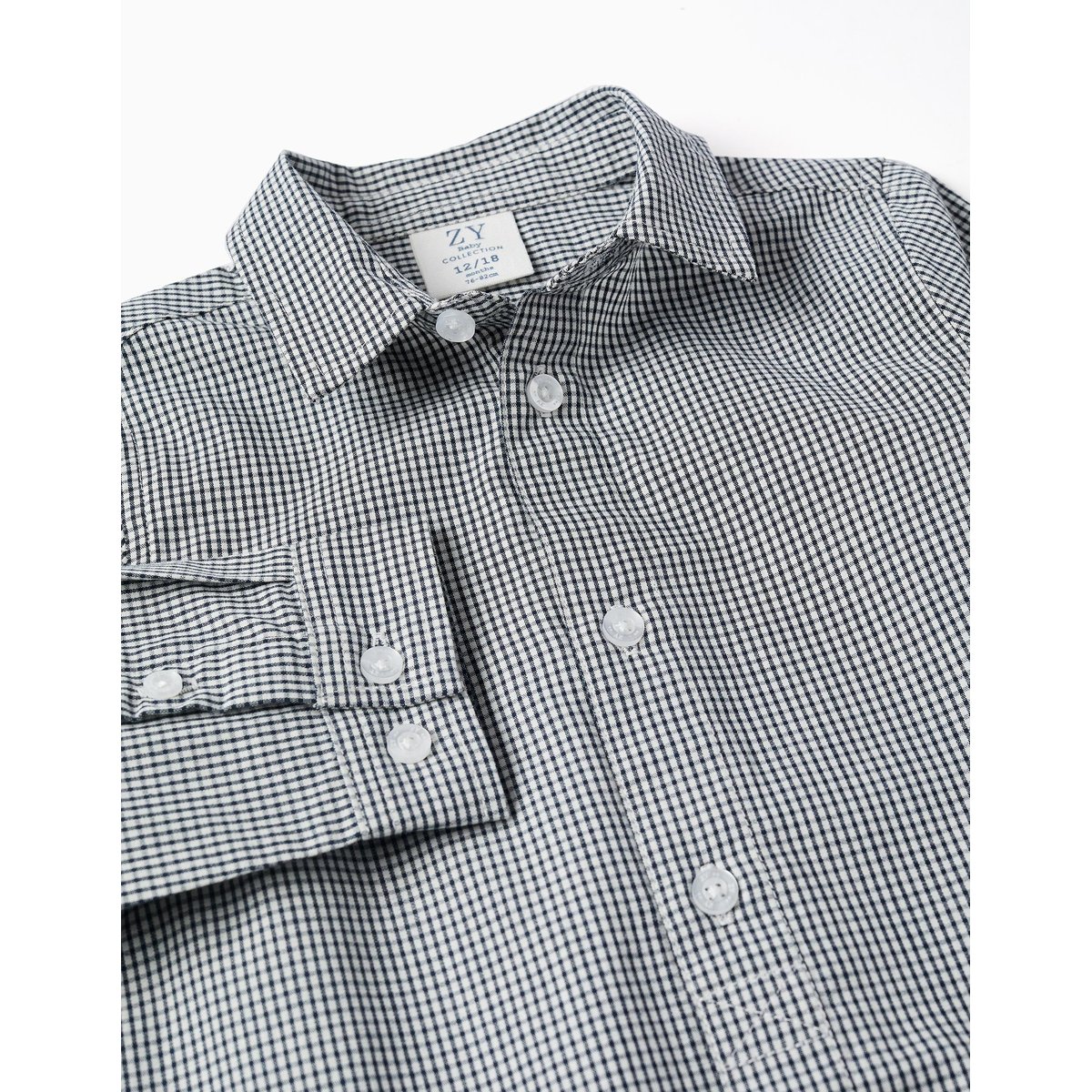 Chemise à manches longues à motif Vichy bleu foncé, ZIPPY