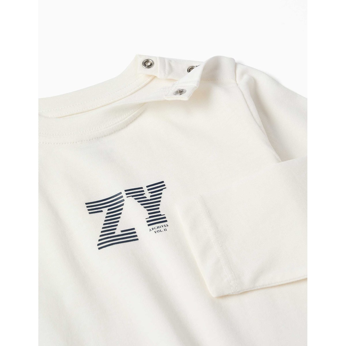T-shirt en coton à manches longues avec imprimé ZY en relief blanc, ZIPPY