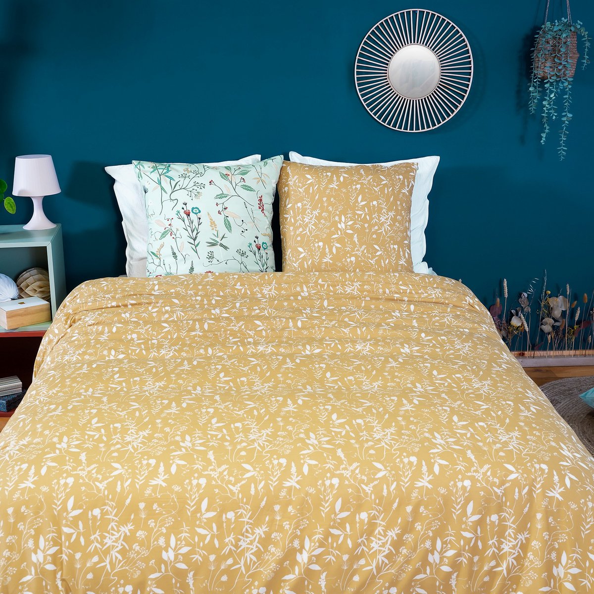 Parure de lit - housse de couette avec taies en microfibre jaune, EDEN