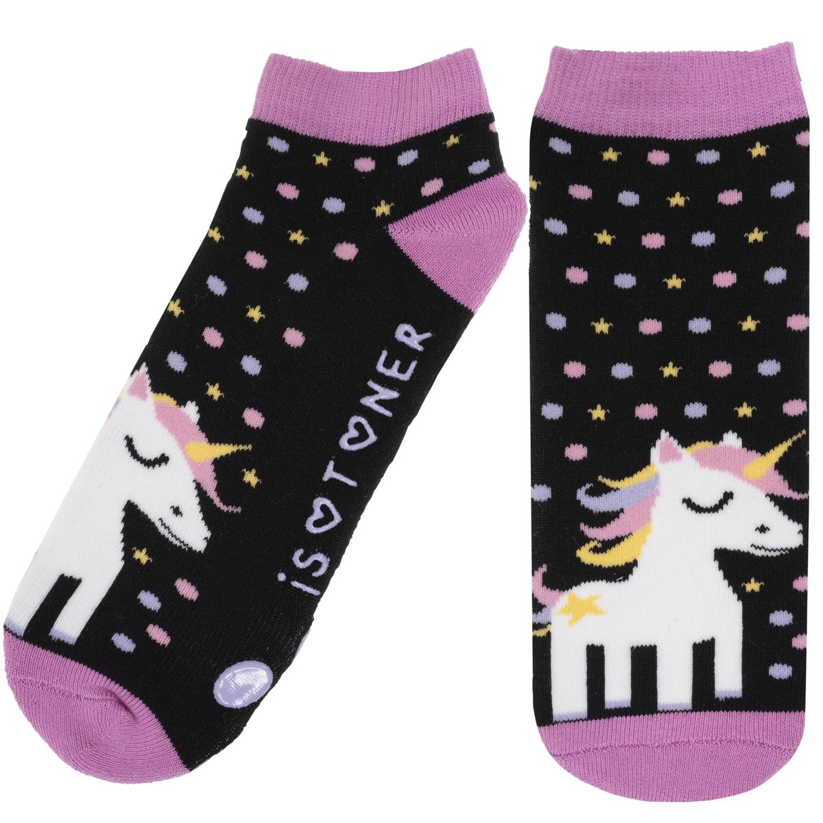Chaussettes anti-dérapantes coton, picots antidérapants bleu, ISOTONER