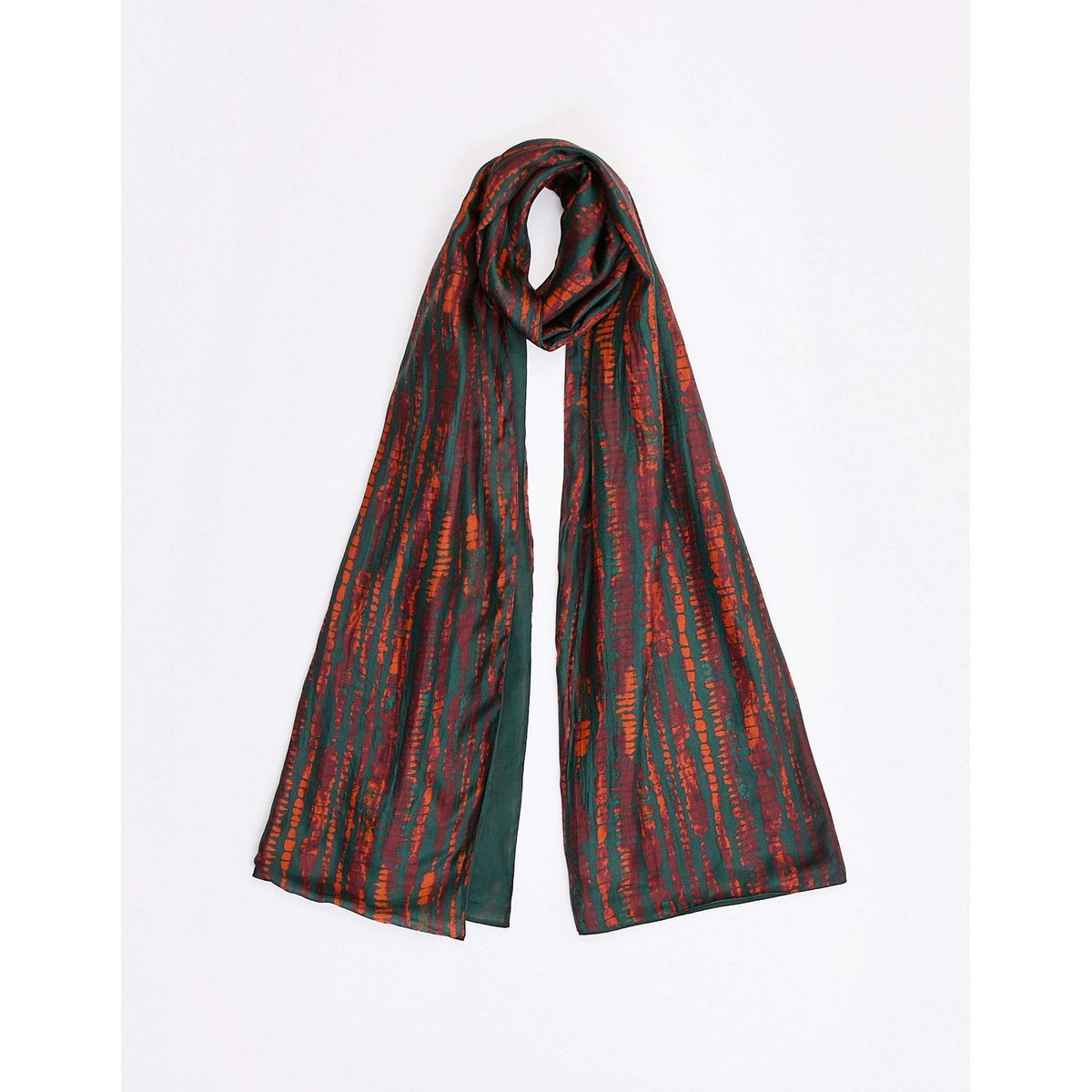 Foulard en soie doublé SOIE vert pinede, LA FIANCÉE