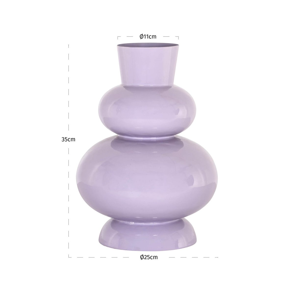 Vase décoratif rond en fer, Silhouette lavande pastel brillant, RECOLLECTION
