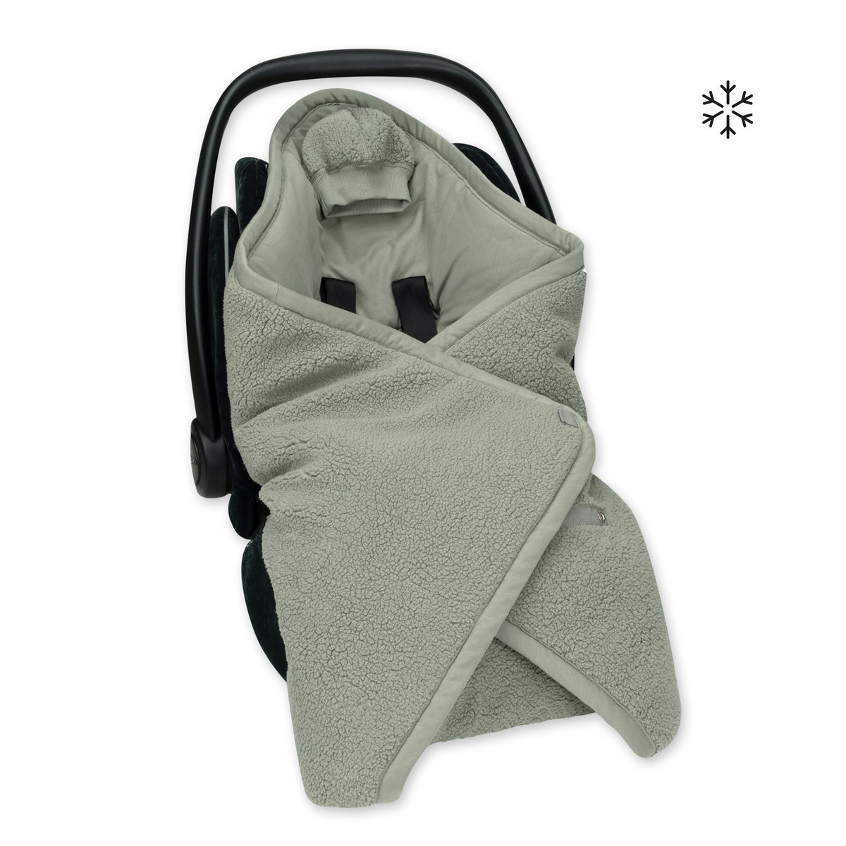 Nid d'ange bébé poussette et siège auto hiver - Teddy chaud kaki, BEMINI