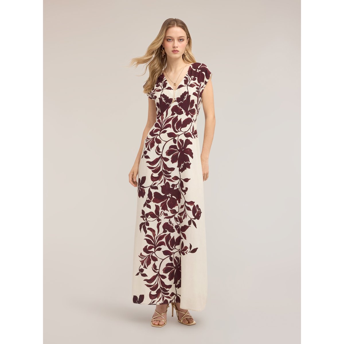 Robe longue imprimée burgundy, MOTIVI