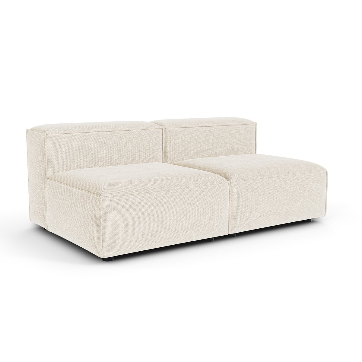 Canapé modulable 3 places en velours chenillé CUBI crème, SIA HOME