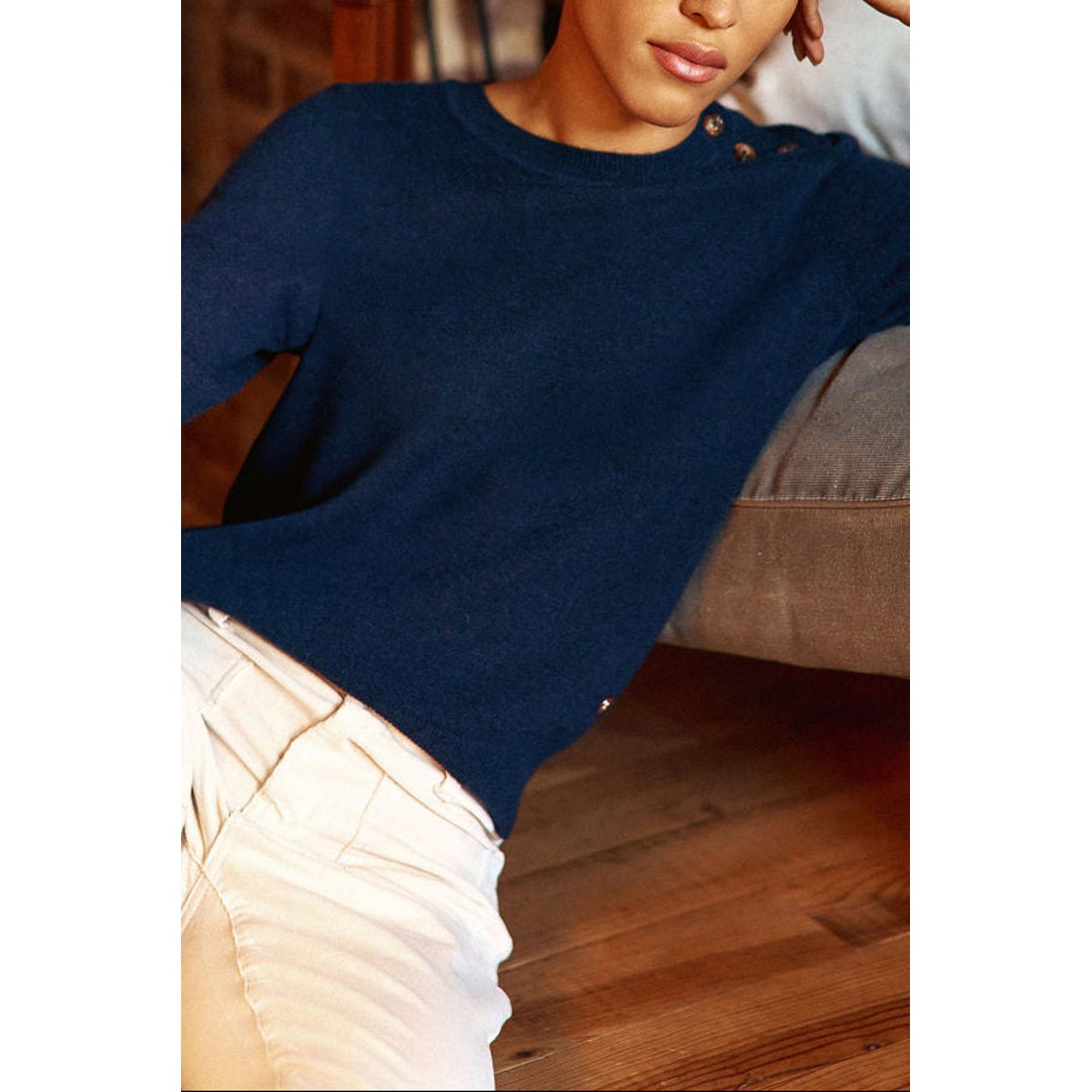 Pull col rond uni MOODY 25-marine, LA PETITE ETOILE