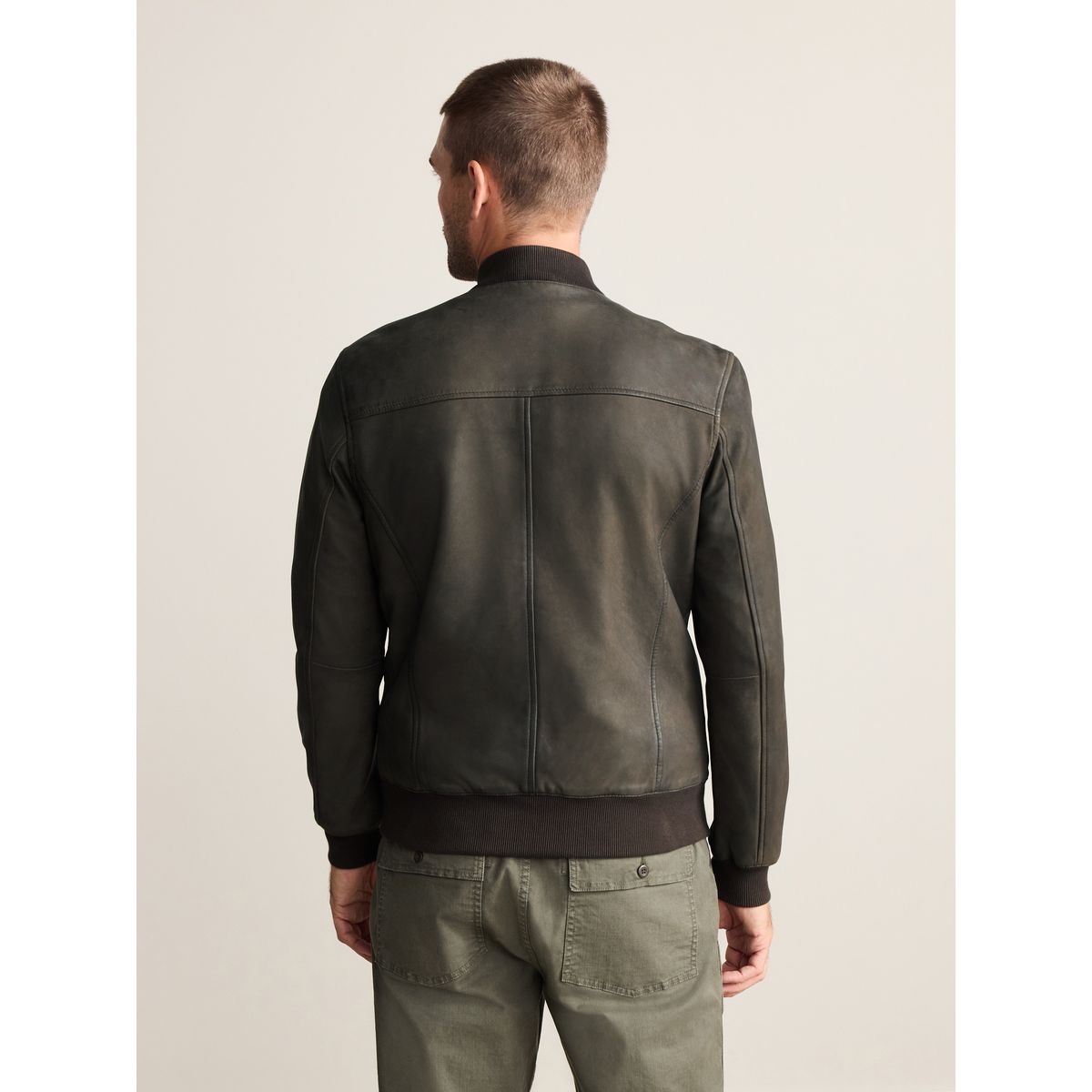 Blouson aviateur en cuir Signature marron, NEXT
