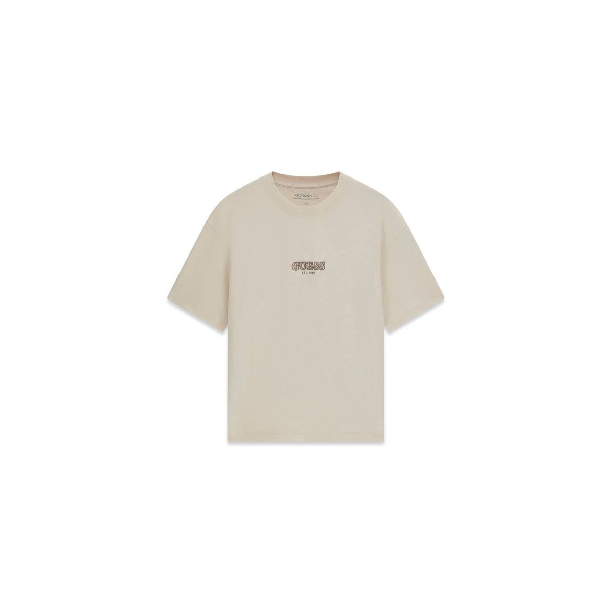 T-Shirt Avec Logo Brodé beige, GUESS