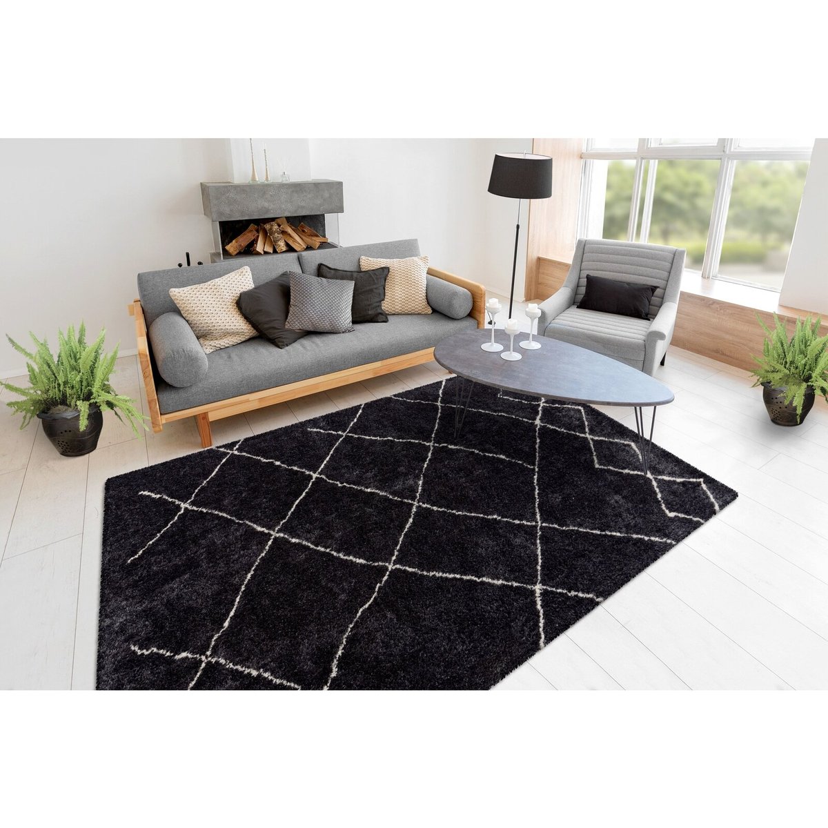 Tapis rectangulaire tissé, ORLANDO anthracite, ARTE ESPINA