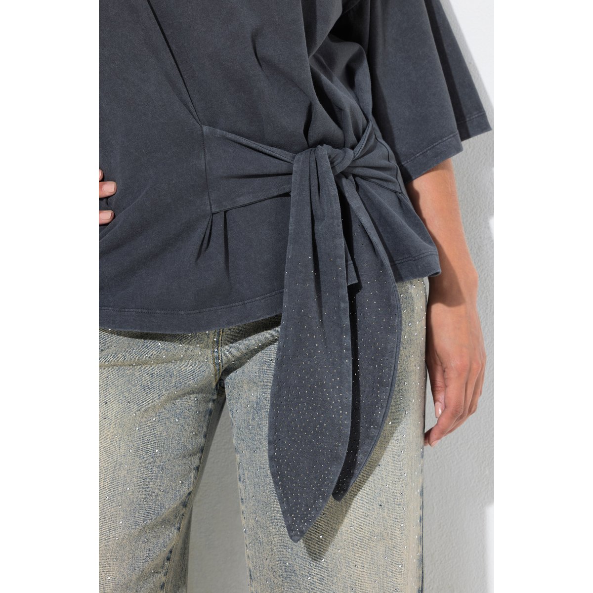 T-shirt avec strass fantaisie anthracite, ULLA POPKEN