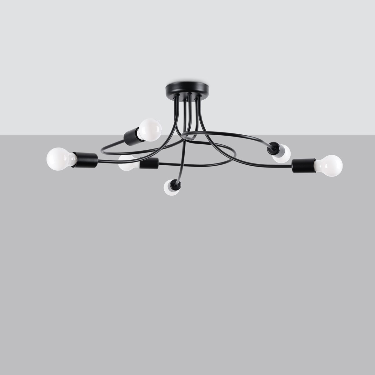 Suspension Acier Noir E27 6 Levar noir, EDEN