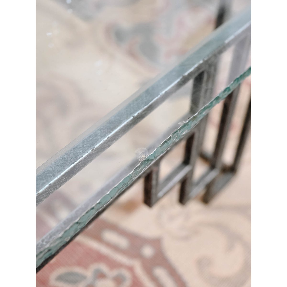 Table basse en verre et fer forgé Donna N°1529 - Bon état transparent, DEBONGOUT