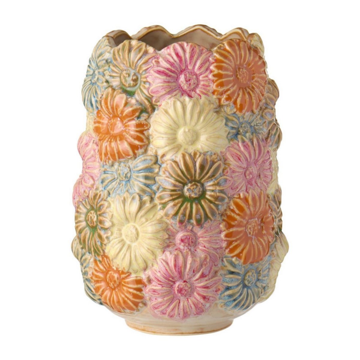 Vase grès motif fleurs multicolore, IB LAURSEN
