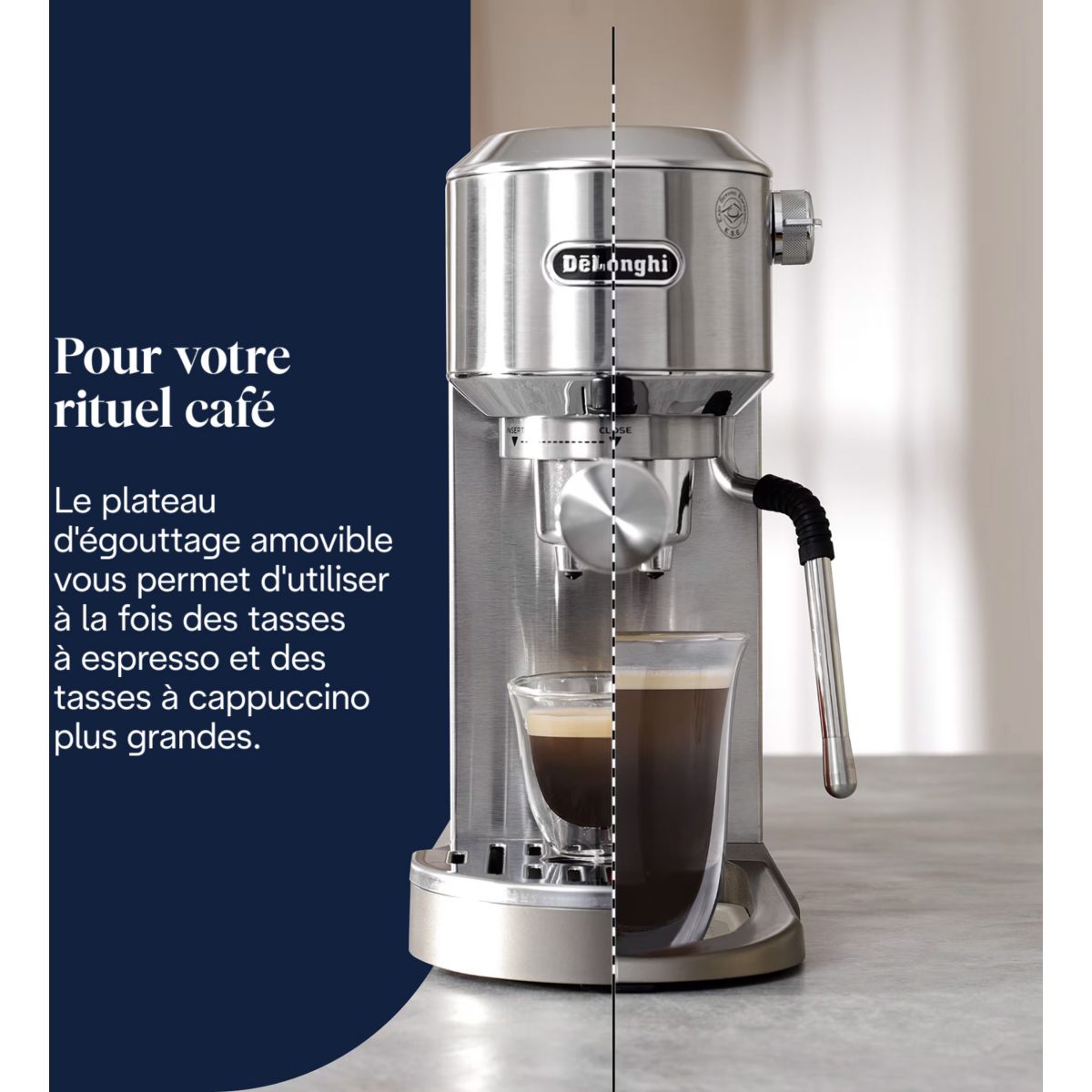 Machine à expresso EC890.M Dedica Duo Métal couleur unique, DELONGHI