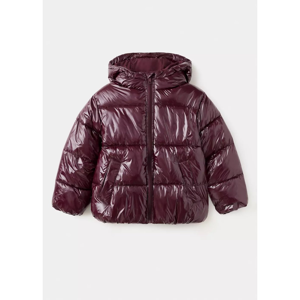 Anorak matelassé brillant grenat, MANGO KIDS