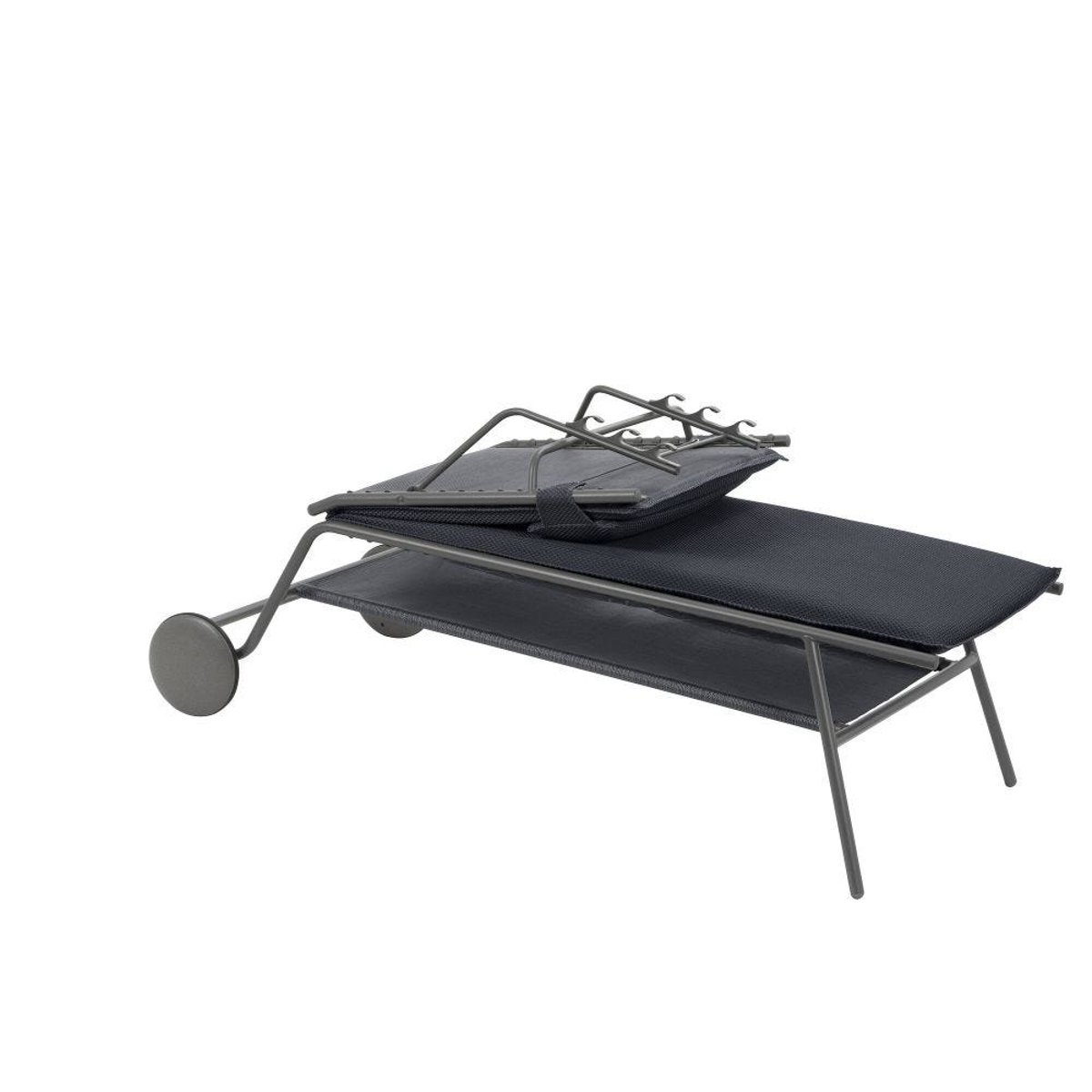 Lit bain de soleil matelassé haut - MIAMI II gris dark grey, LAFUMA MOBILIER