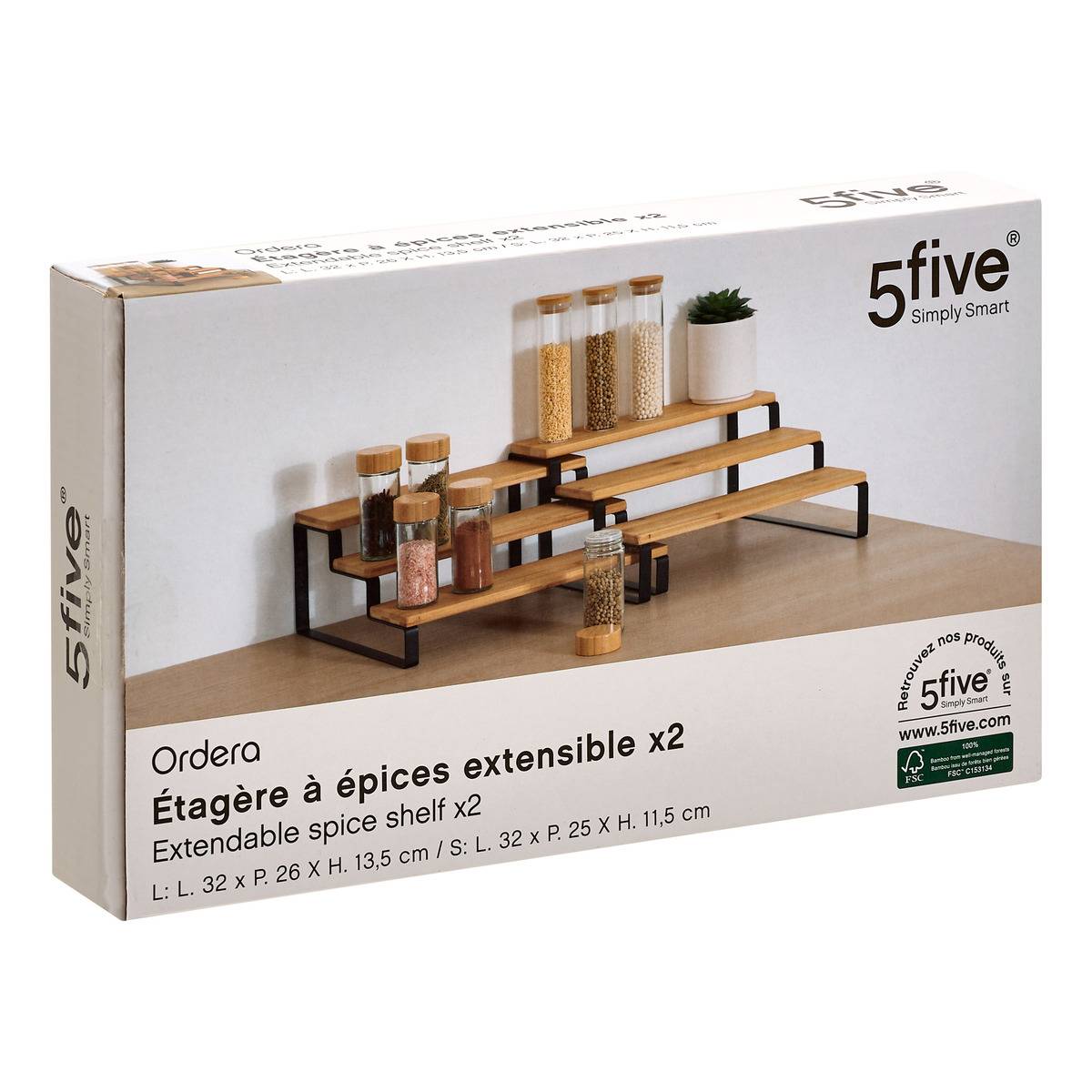 Support 2 racks 12 pots à épices ORDERA noir, 5FIVE SIMPLY SMART