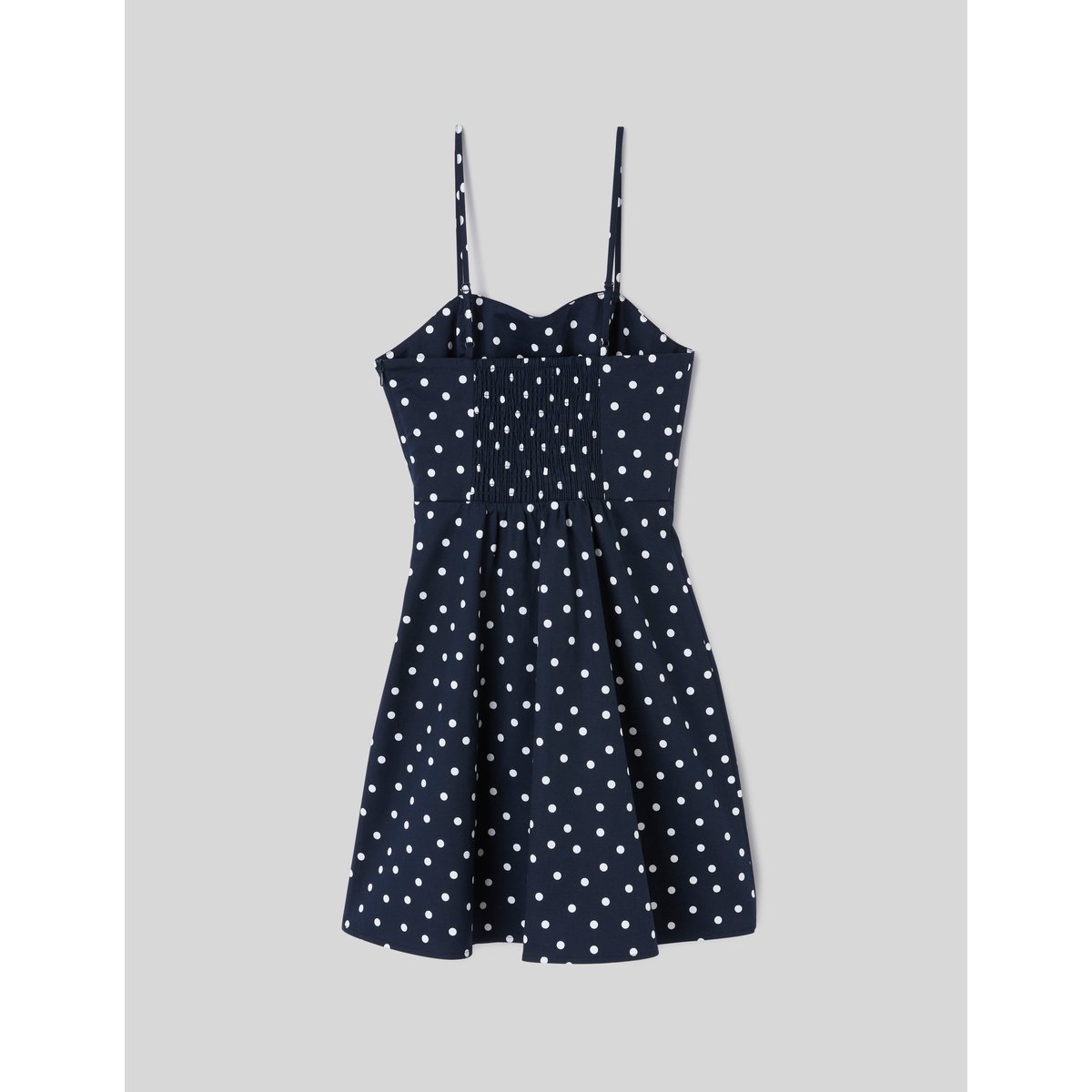 Robe à bretelles pois bleu foncé, BZB