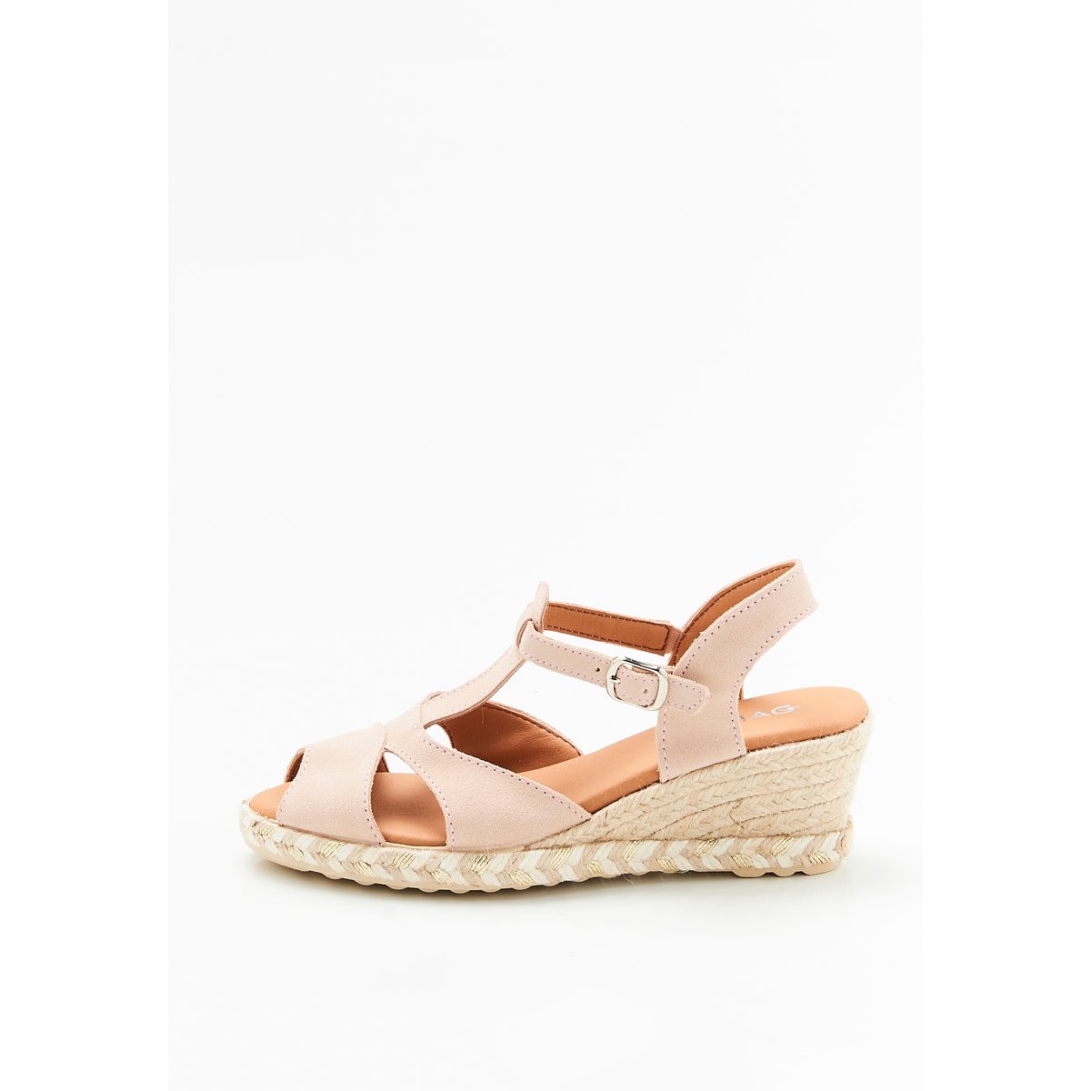 Sandales compensées tressées beige rosé, DAMART