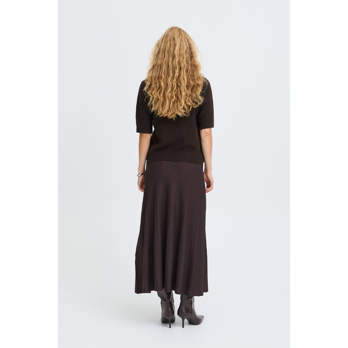 Pull en maille manches longues marron java, B.YOUNG