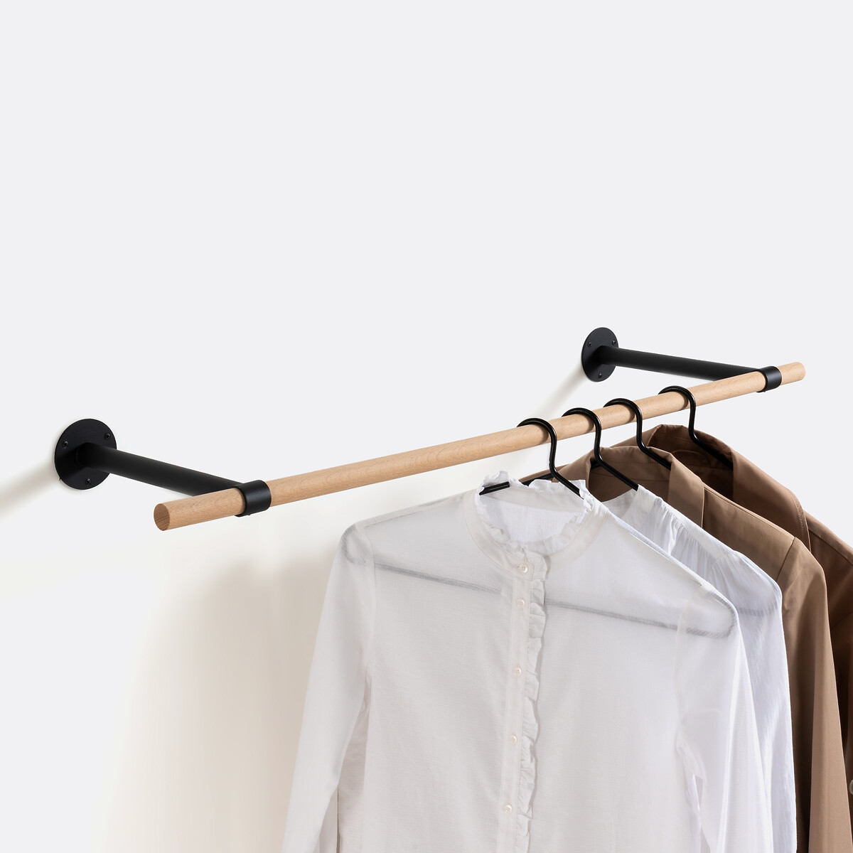 Kane Oak and Metal Hanging Rail black/wood, LA REDOUTE INTERIEURS