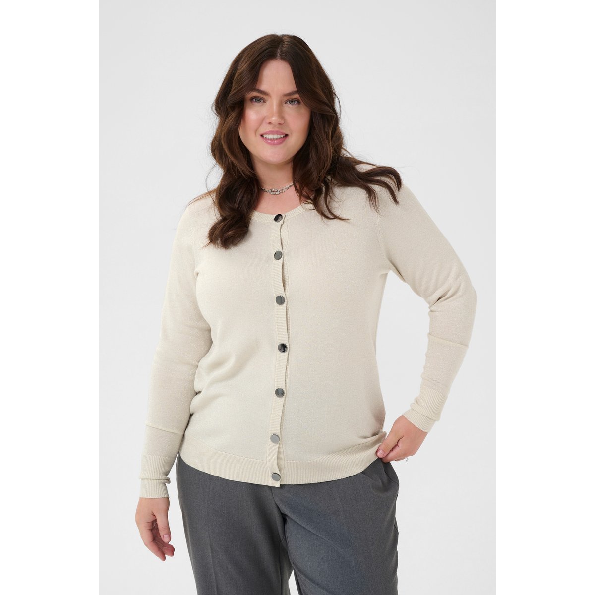 Cardigan à tricot beige sand dollar, KAFFE CURVE