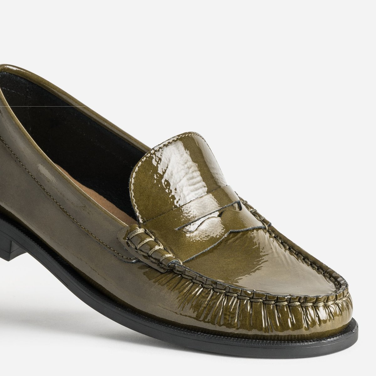 Mocassin en cuir GASTONNE vert olive, ERAM