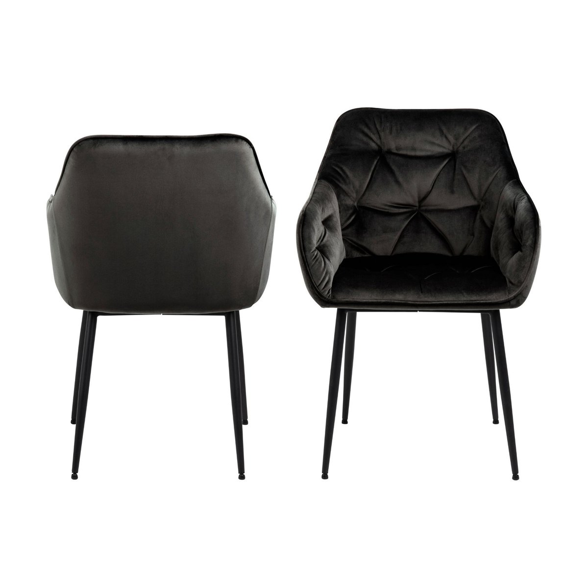Fauteuil de salle à manger en velours et métal (lot de 2) - TERI gris marron, HELLIN, DEPUIS 1862