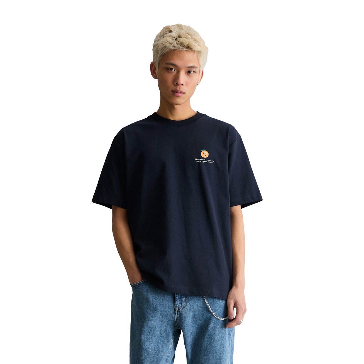 T-shirt surdimensionné avec impression dans le dos bleu foncé, MARC O’POLO DENIM