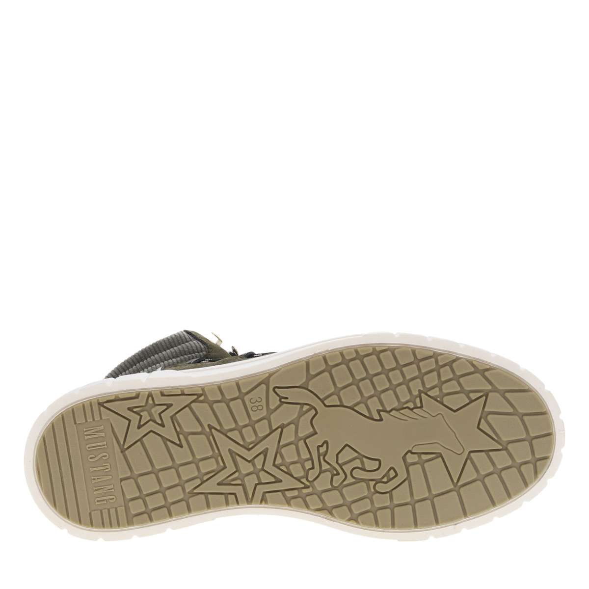Bottines FEMME Mustang kaki et à lacets vert, MUSTANG