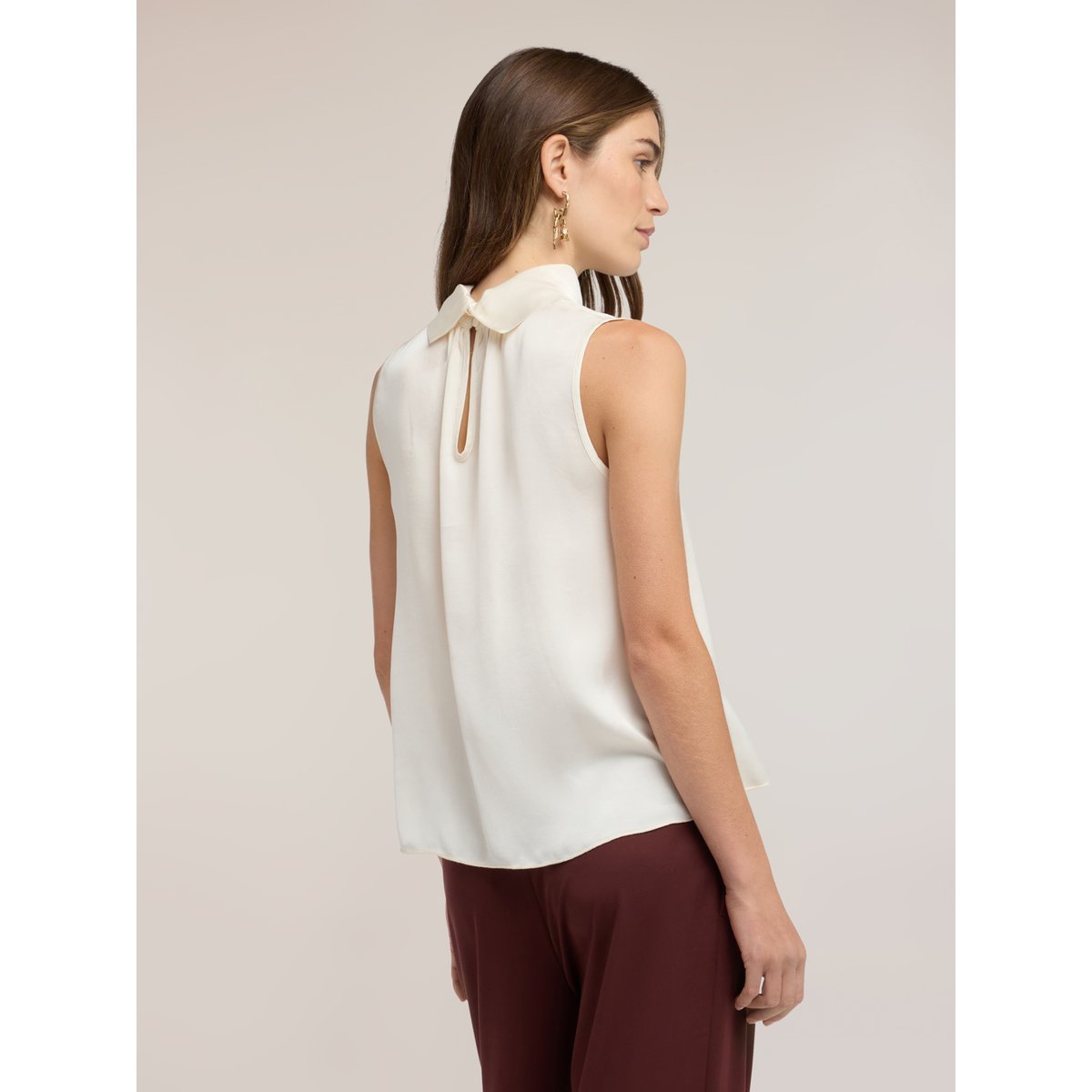 Blouse avec col mao blanc, MOTIVI
