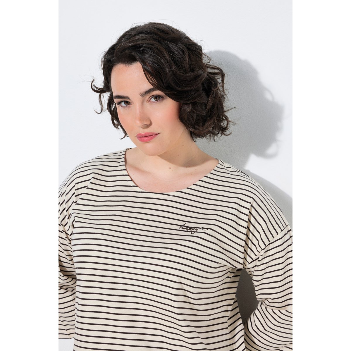 T-shirt décolleté rond et manches 3/4 vanille, ULLA POPKEN