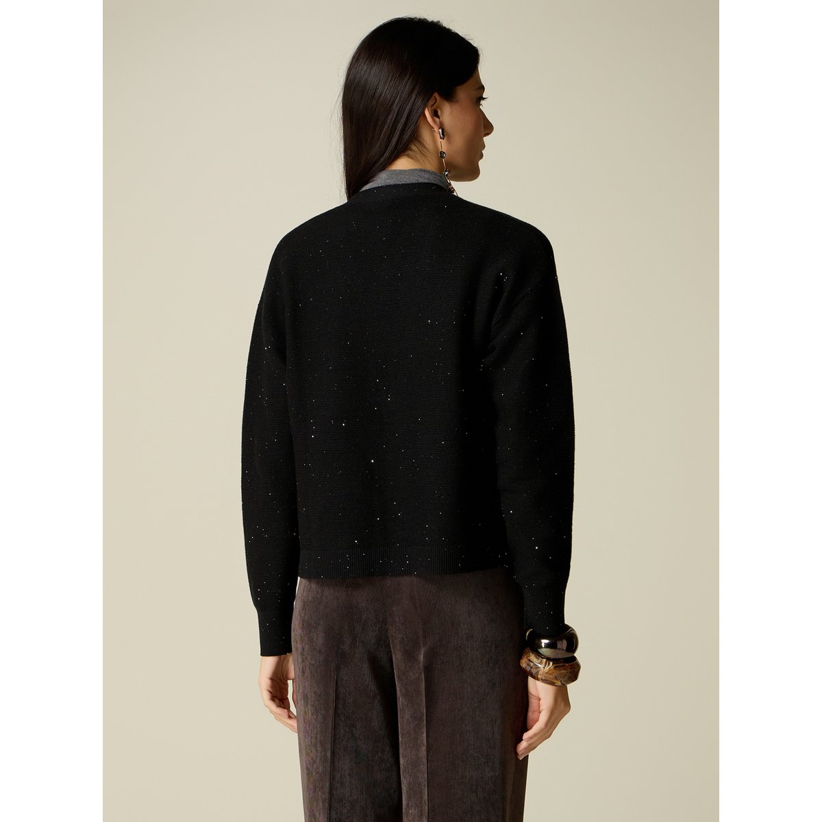 Cardigan avec micro paillettes noir, OLTRE