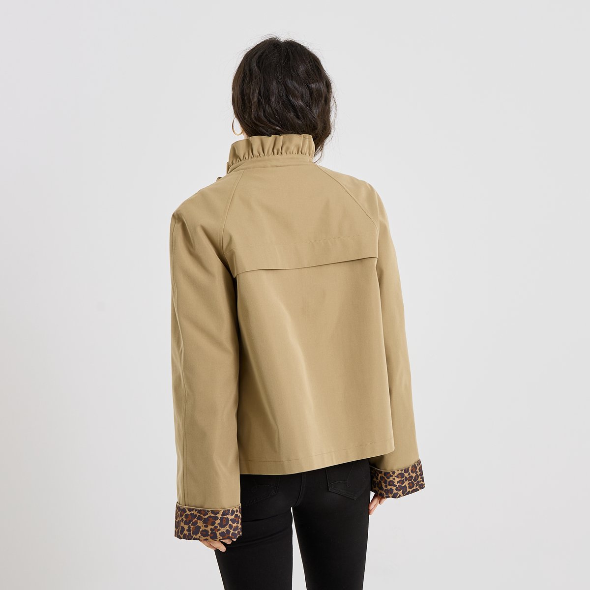 Trench court col montant beige, GRAIN DE MALICE
