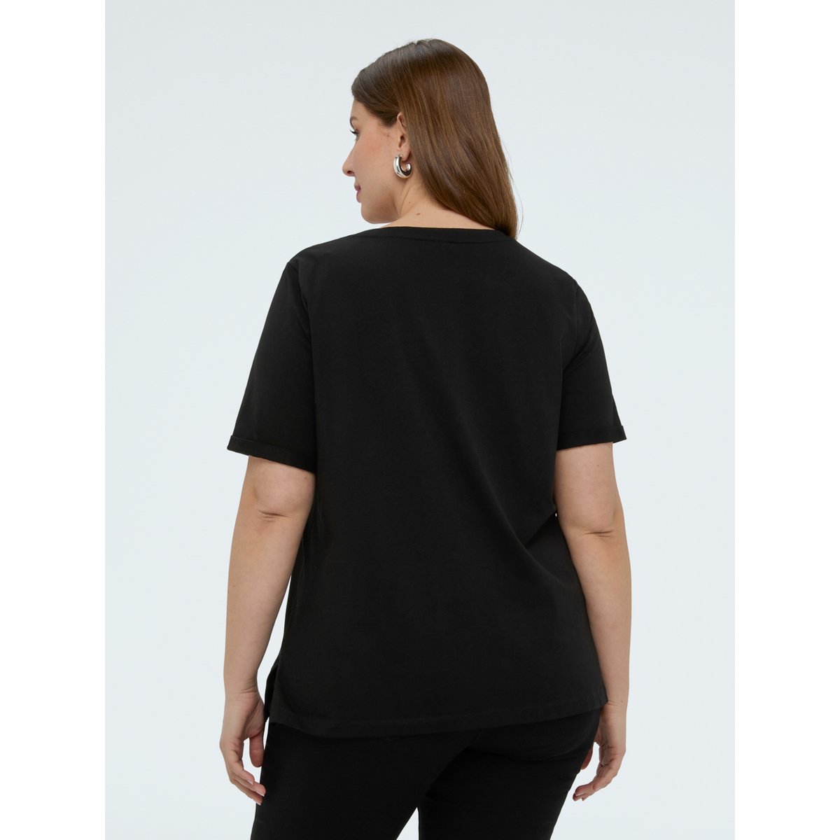 T-shirt avec inscription en strass noir, FIORELLA RUBINO