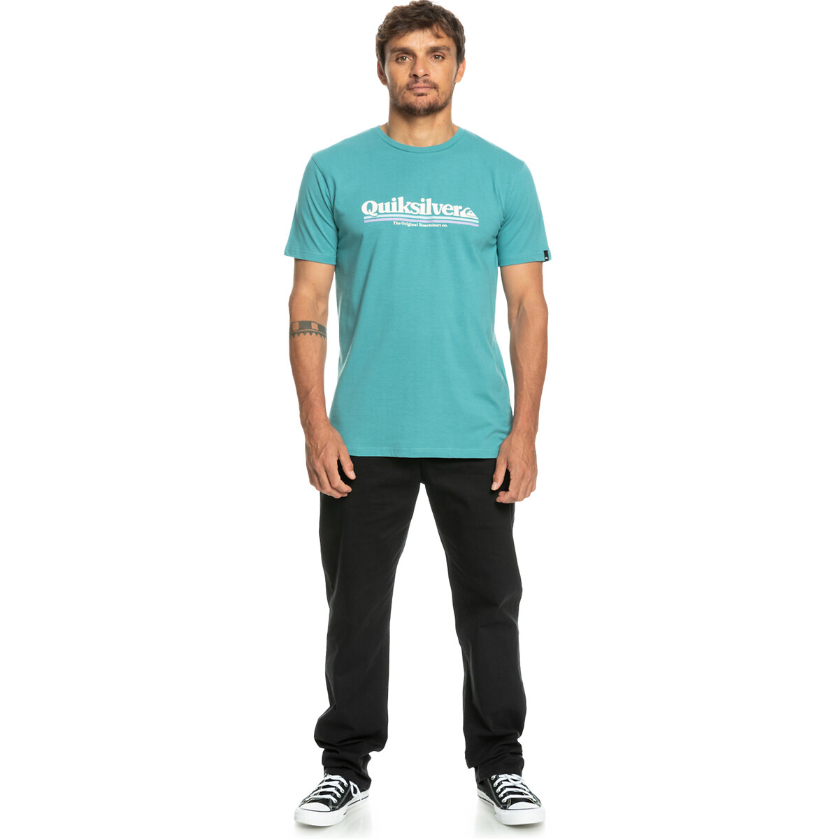 T-shirt manches courtes logo lines bleu ciel, QUIKSILVER