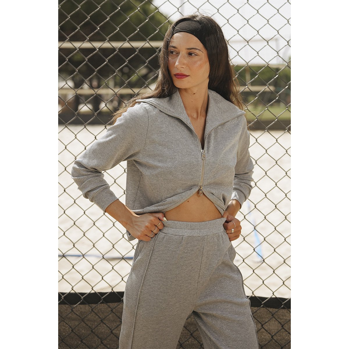 Veste de jogger irisée à double zip grey, LILI SIDONIO