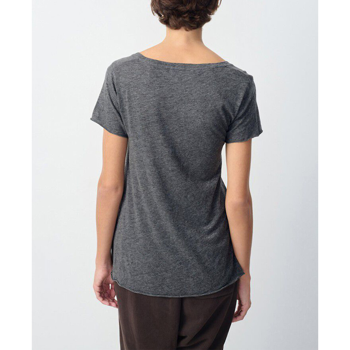 T-shirt met V-hals en korte mouwen Jacksonville mêlee antraciet, AMERICAN VINTAGE