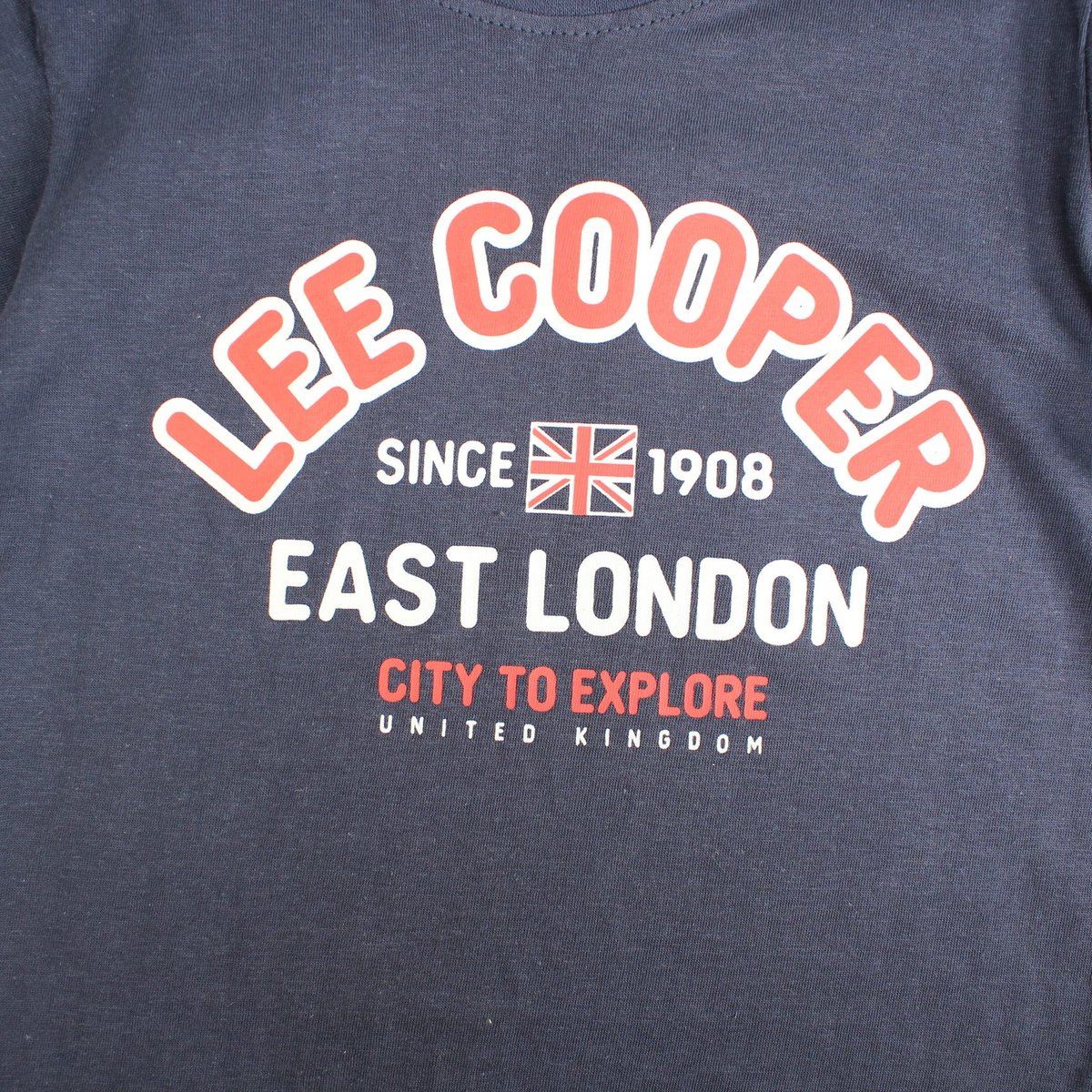 T-shirt manches courtes imprimé, coupe droite et col rond bleu marine, LEE COOPER