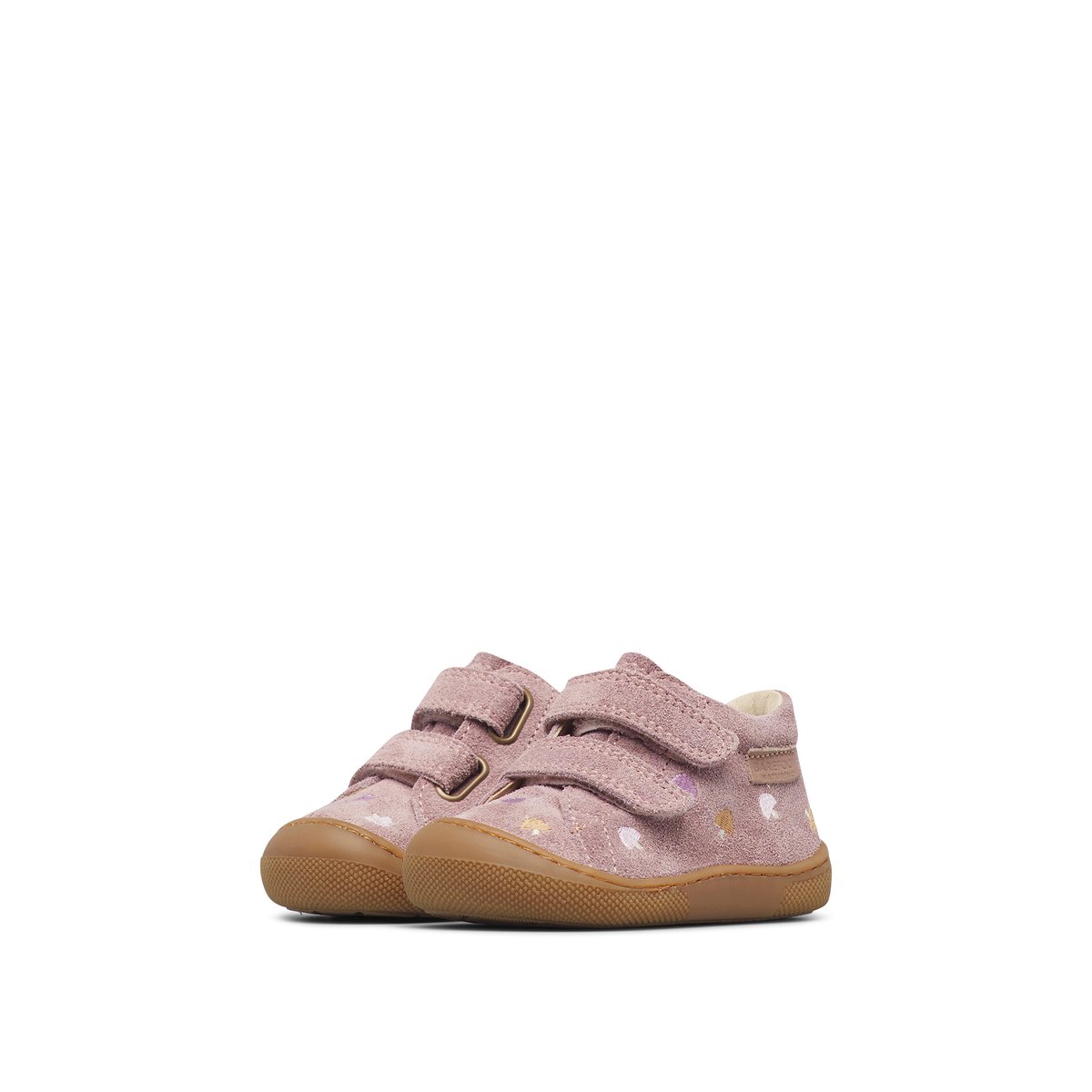 Chaussures premiers pas en suède BAREFOOT AMUR VL EMBR.MUSHROOM rose-rose clair, NATURINO