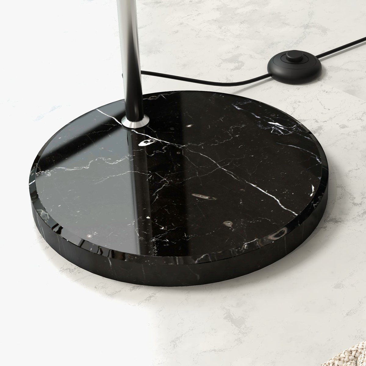 Lampadaire arc - lampadaire arceau courbé design - marbre noir métal gris, HOMCOM