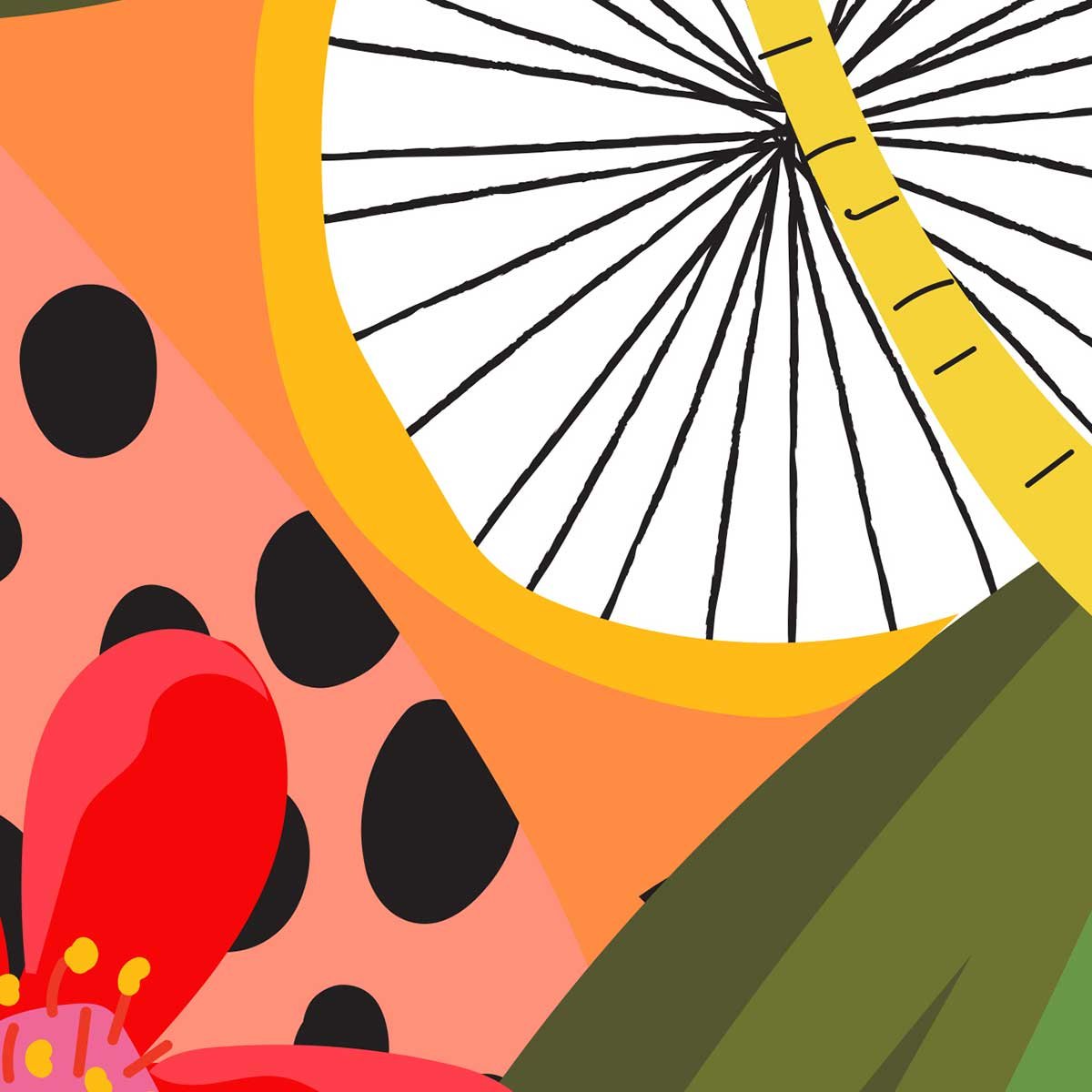 Affiche encadrée fleurs tropicales multicolore affiche + cadre en métal - noir, HEXOA