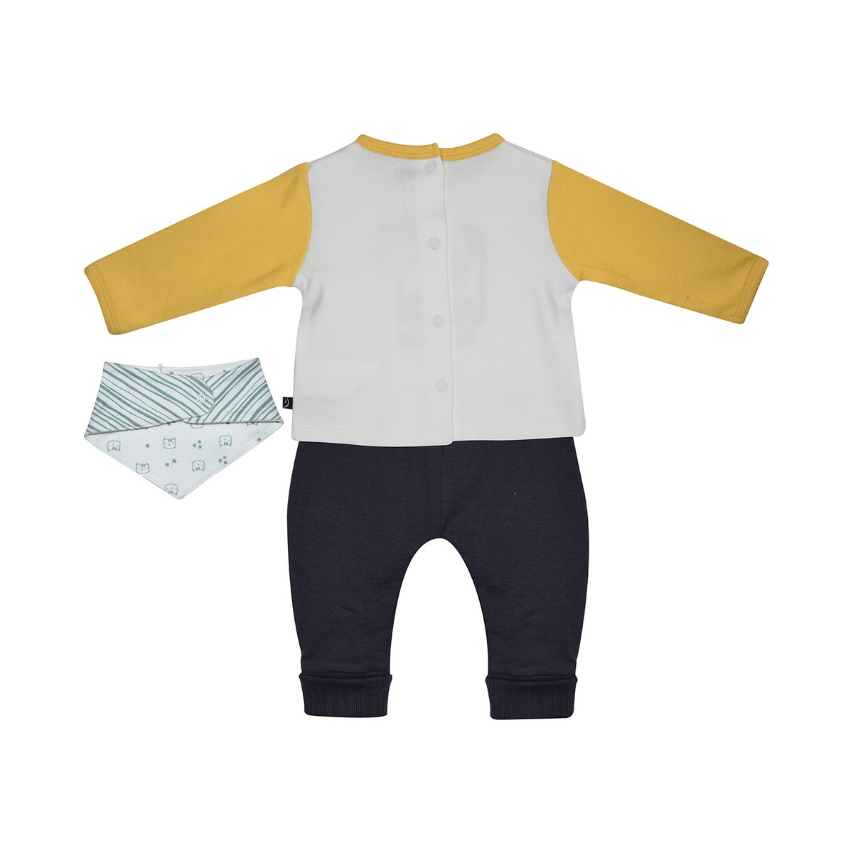 Tee shirt + pantalon + bavoir far gris, SUCRE D'ORGE