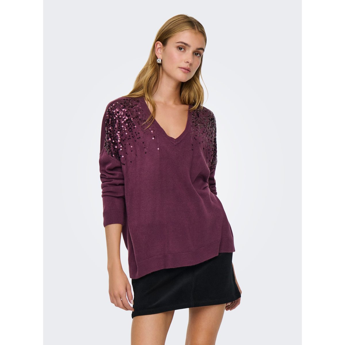 Pull En Maille mauve wine, ONLY
