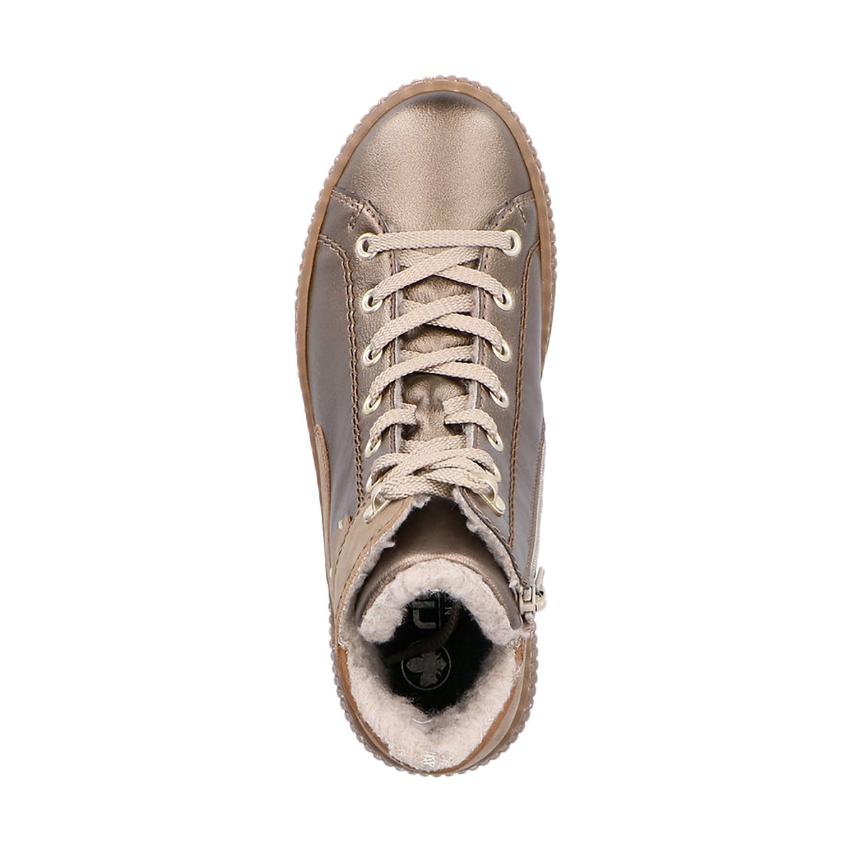 Bottines bronze à talon plat avec une doublure en maille sherpa bronze, RIEKER