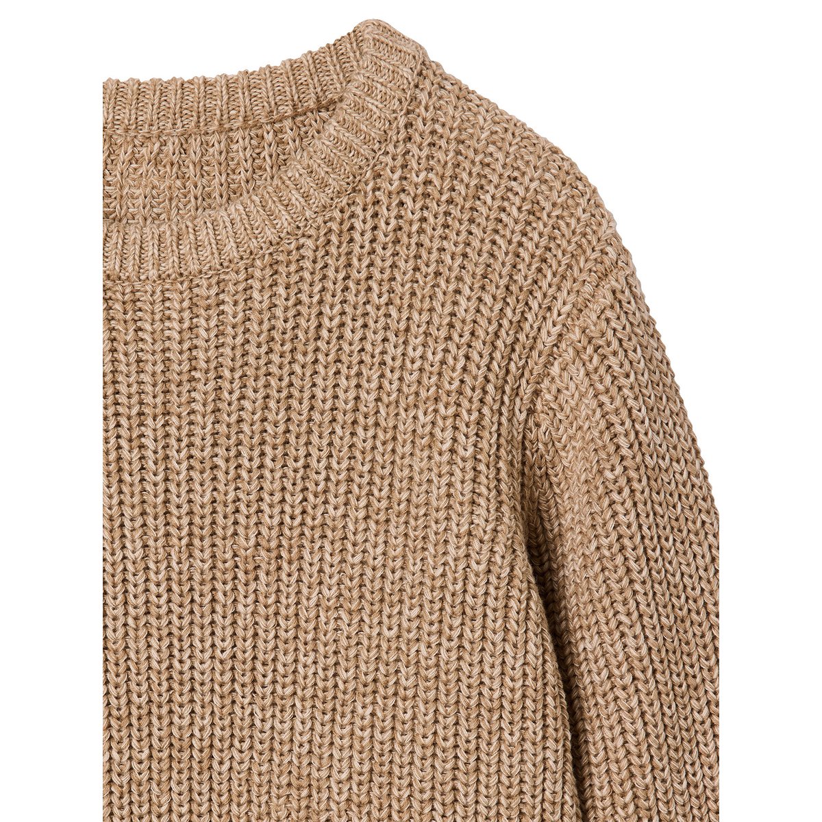 Pull col rond beige chiné, VERTBAUDET